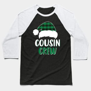 Cousin Crew Green Plaid Santa Hat Family Matching Christmas Pajama Baseball T-Shirt